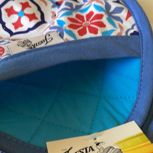 NWT Fiesta Puppet Mitt Pot Holder Oven Mitt Set Floral Print hot cold cotton - Picture 8 of 9